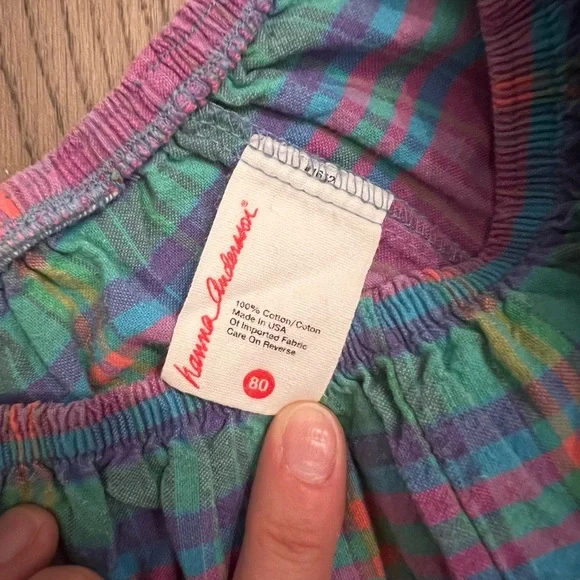 Vintage Hanna Andersson: Plaid Cotton Dress & Bloomers Set: Size 80cm 18-24m - Picture 10 of 11